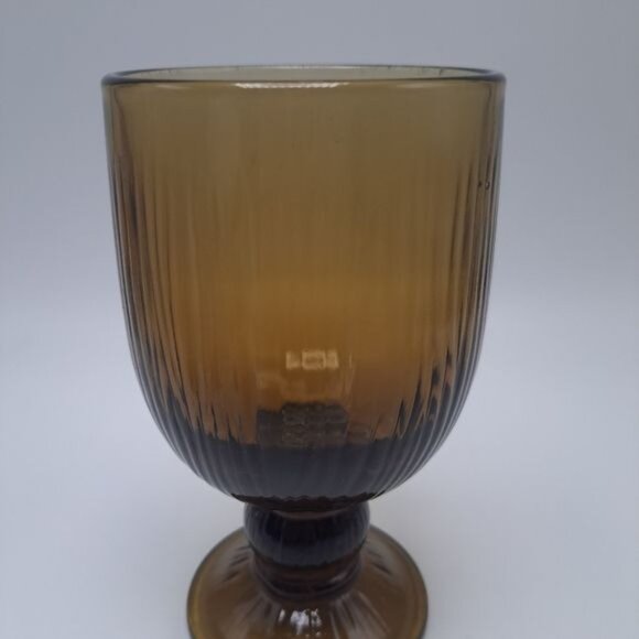 Pfaltzgraff Gourmet Heavy Brown Glass Stemmed Goblet 6.25" tall - Picture 8 of 13